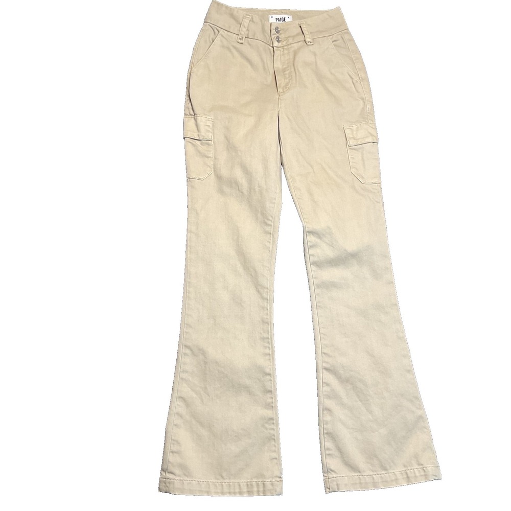 Vintage Paige Dion Cargo Pants Women 25 Beige Mid Rise Warm Sand Streetwear Wide